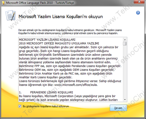 Microsoft Office 2010'da Dil Paketi Kurulumu