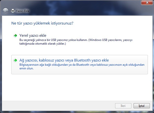 ağ üzerinden yazıcıya bağlanma