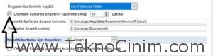 Excel Otomatik Kaydetme 1