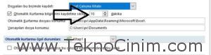 Excel Otomatik Kaydetme 2