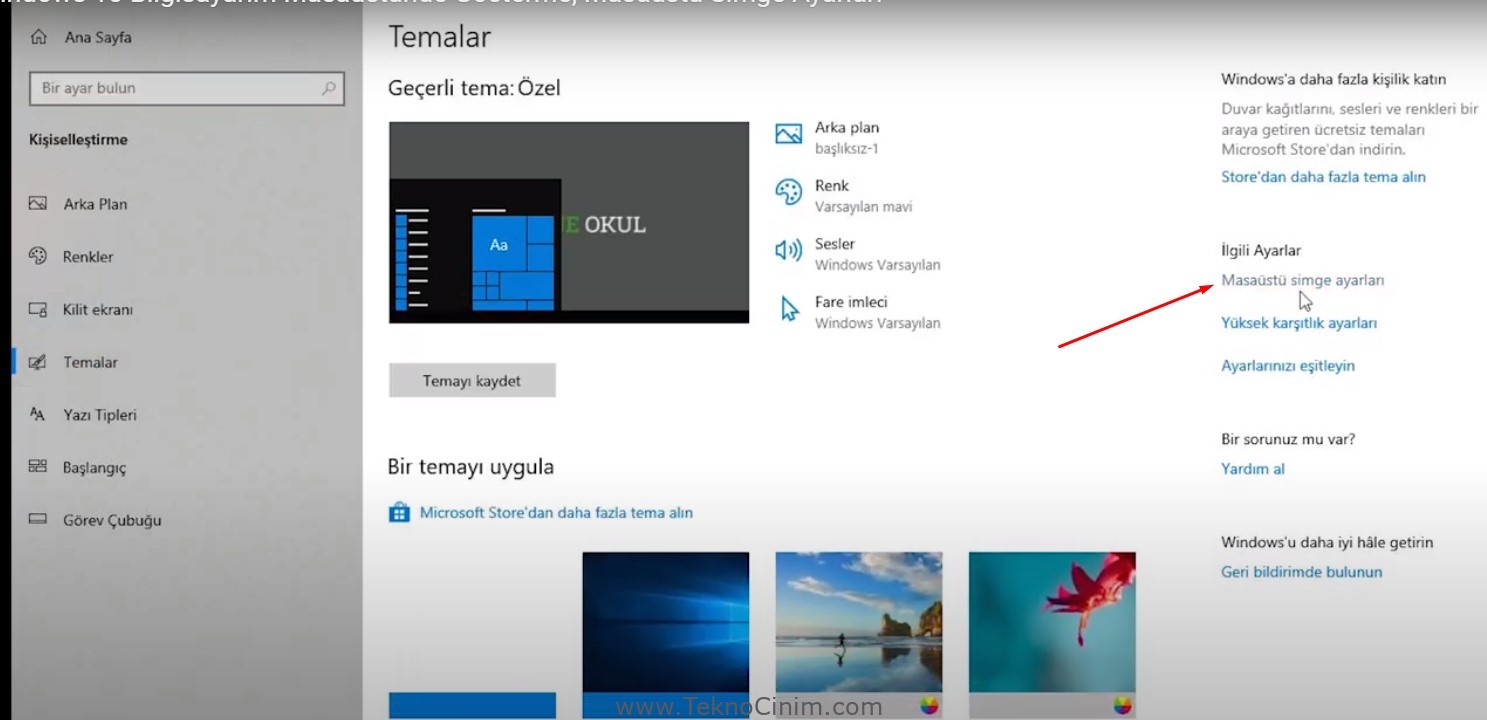 Windows 10 Masaüstü Simgeleri